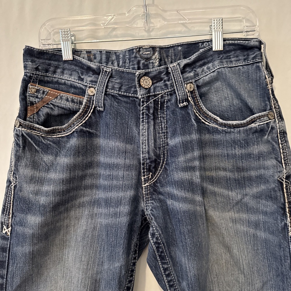 Ariat Jeans Men 30x32 Med Wash M4 Low Rise Boot Cut Thick Stitch Western Cowboy